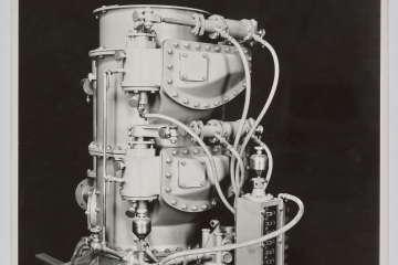 Foto von einem Modell einer Blasversatzmaschine im damaligen Bergbau-Museum Bochum